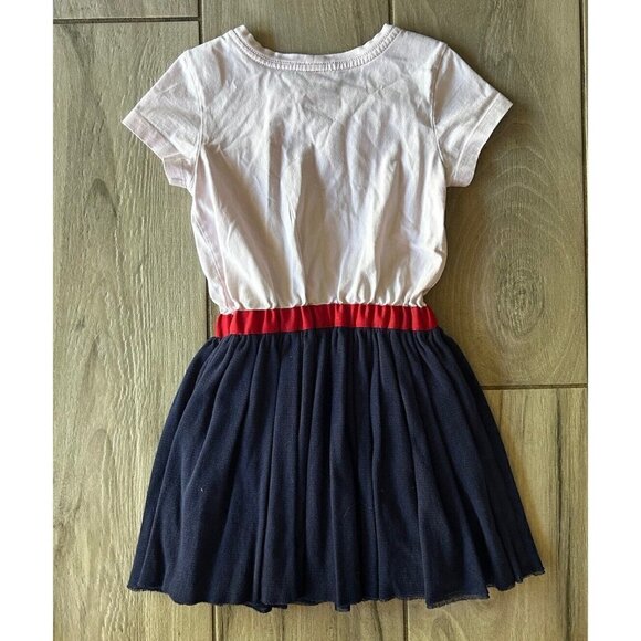 GIRLS HANNA ANDERSSON SIZE 110 5 DRESS Pink Red Navy Blue With Bow - Picture 3 of 3